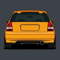 desenho amarelo vista traseira do carro vetor
