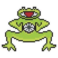 pixel art de sapo pegando uma bola vetor