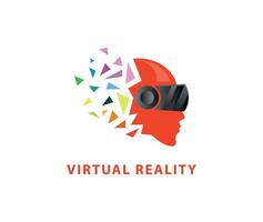 vr logo design fone de ouvido de realidade virtual poligonal ilustração 3d vetor