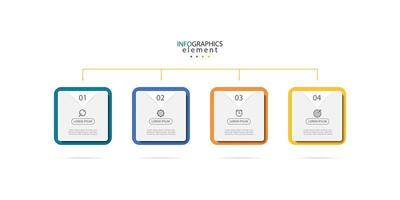 design de infográficos de negócios com 4 opções, processos ou etapas. design criativo com ícones de marketing. ilustração em vetor eps10.