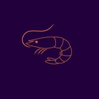 logotipo simples de arte de linha de camarão vetor
