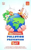 dia nacional de prevenção da poluição, ilustração 3d da mão segurando a terra com condições ambientais. adequado para eventos vetor