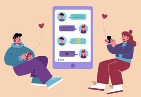 homem e mulher namoro online, bate-papo virtual de amor vetor