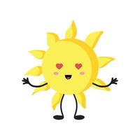 logotipo de vetor do ícone do sol. silhueta de um estilo kawaii. ícone de sol em um fundo branco e isolado