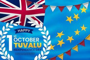 feliz dia da independência de tuvalu com fundo de bandeira acenando. ilustração vetorial vetor