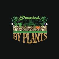 alimentado por modelo de t-shirt de vetor de plantas. gráficos vetoriais, design de camiseta do dia vegano. pode ser usado para imprimir canecas, designs de adesivos, cartões comemorativos, pôsteres, bolsas e camisetas.