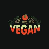 eu sou um modelo de camiseta de vetor vegano. gráficos vetoriais, design de camiseta do dia vegano. pode ser usado para imprimir canecas, designs de adesivos, cartões comemorativos, pôsteres, bolsas e camisetas.