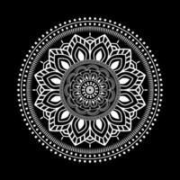 mandala branca no esboço de rabiscos de estêncil padrão preto, padrões de ornamento redondos para henna, mehndi, tatuagem vetor