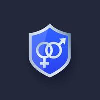 ícone de sexo seguro com um escudo vetor
