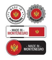 conjunto de rótulos feitos em montenegro, logotipo, bandeira de montenegro, emblema de produto montenegro vetor