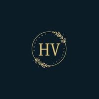 monograma de beleza hv inicial e design de logotipo elegante, logotipo de caligrafia da assinatura inicial, casamento, moda, floral e botânico com modelo criativo. vetor