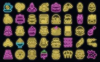 conjunto de ícones de fonte de chocolate vector neon