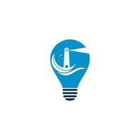 design de logotipo de vetor de conceito de forma de lâmpada de farol. ondas farol ícone logotipo design ilustração vetorial modelo.