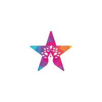 modelo de design de logotipo de conceito de forma de estrela de árvore de caneta. design de logotipo de negócios criativos de folha de árvore de caneta vetor