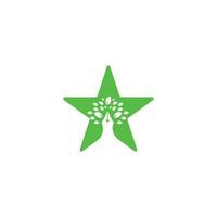 modelo de design de logotipo de conceito de forma de estrela de árvore de caneta. design de logotipo de negócios criativos de folha de árvore de caneta vetor