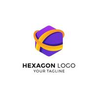 ilustração em vetor design de logotipo hexágono colorido