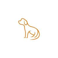 modelos de logotipo monoline de arte de linha de cachorro sentado vetor