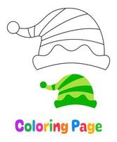 página para colorir com chapéu de elfo para crianças vetor