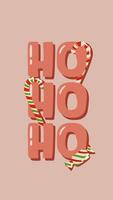 Natal ho ho ho ilustração plana. doces listrados de natal. design pastel minimalista para papel de parede do telefone, cartazes, impressão, cartões postais e cartões comemorativos. conceito de férias de inverno. vetor