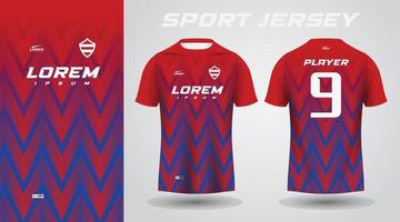 design de camisa esportiva de camisa azul vermelha vetor