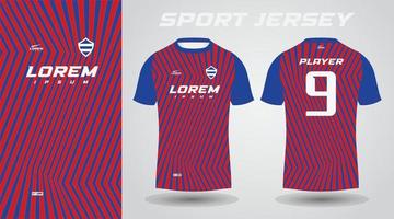 design de camisa esportiva de camisa azul vermelha vetor