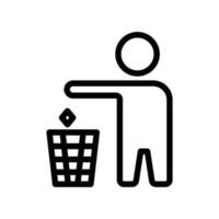 ilustração de ícone de linha de pessoas com lixeira. adequado para o ícone de não lixo. ícone relacionado à embalagem. design vetorial simples editável. pixel perfeito em 32 x 32 vetor
