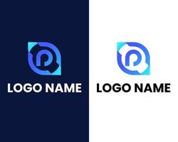 modelo de design de logotipo moderno letra p e o vetor