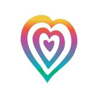vetor doodle coração arco-íris bonito. ilustração desenhada à mão para design no tema do dia dos namorados, amor, casamento, sentimentos, relacionamentos