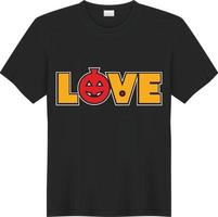 design de camiseta de amor de halloween vetor