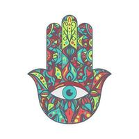 hamsa fatima mão tradição talismã sinal colorido vetor