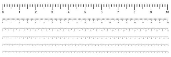 escala de medida em cm. régua de 10 a 60 centímetros. ilustração vetorial vetor