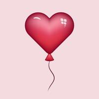 balão de ar de coração vermelho para celebrações. balão de gel em forma de coração para projetar banners e convites em fundo rosa vetor