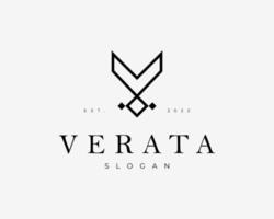 carta v hipster retro vintage monograma clássico elegante elegante design de logotipo de vetor minimalista