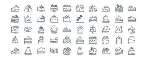 coleção de ícones relacionados a doces e tortas, incluindo ícones como caramelo, caramelo, bolo, pastelaria e muito mais. ilustrações vetoriais, conjunto perfeito de pixels vetor