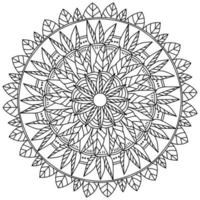 desenho de mandala ornamentada com folhas, outono meditativo para colorir vetor