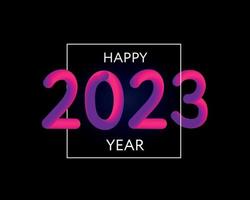 feliz ano novo 2023 futuro metaverso neon texto neon com efeito metálico, números e linhas de futurismo. vetor cartão, banner, ilustração 3d de cartaz de parabéns. luz eletrônica na moda moderna