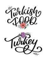 carta de comida turca. elemento de projeto. projeto tradicional. ilustração em vetor letras. refeição saudável.