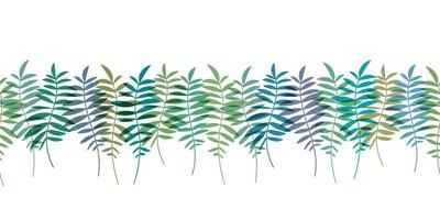 padrão de borda sem emenda de vetor. papel de parede de folhas de palmeira. fundo minimalista tropical. vetor