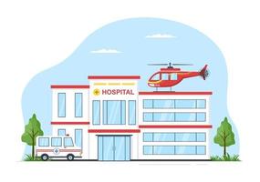 carro de ambulância de veículo médico ou serviço de emergência para pegar o paciente ferido em um acidente em ilustração de modelos desenhados à mão de desenhos animados planos vetor