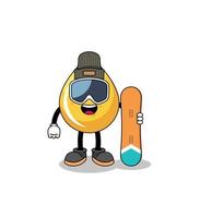 desenho de mascote de jogador de snowboard de gota de mel vetor