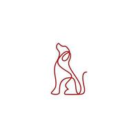 modelos de logotipo monoline de arte de linha de cachorro sentado vetor