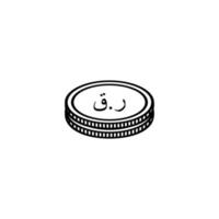 símbolo do ícone da moeda do Catar, rial do Catar, versão árabe, sinal do Qar. ilustração vetorial vetor