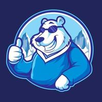 conceito de ilustração de fundo de vetor de logotipo de mascote engraçado urso polar
