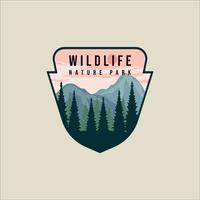 ao ar livre emblema logotipo vetor ilustração modelo ícone design gráfico. sinal ou símbolo de floresta e natureza para negócios de viagens de aventura e desejo de viajar