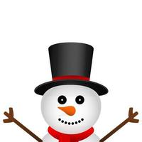 engraçado boneco de neve de natal com chapéu isolado no branco vetor