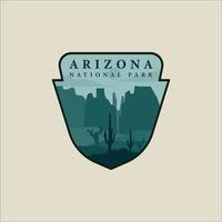 vetor de emblema do arizona à noite design gráfico de modelo de ilustração de logotipo do parque nacional. sinal ou símbolo patch de adesivo de turismo dos estados unidos para empresa de viagens