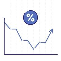 cronograma de aumentos das taxas de juros devido ao aumento das taxas de inflação. federal, reserva federal ou política monetária do banco central. gráfico vetorial com uma seta apontando para cima vetor