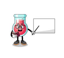 desenho de mascote do professor de copo de laboratório vetor