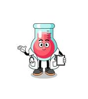 mascote dos desenhos animados do médico do copo de laboratório vetor