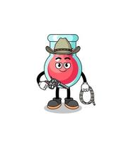 personagem mascote do copo de laboratório como um cowboy vetor